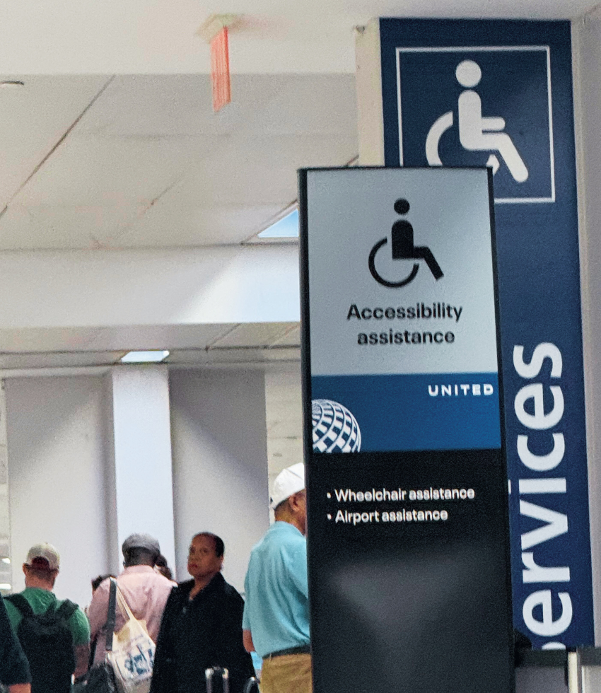 accessible travel in the airport signs